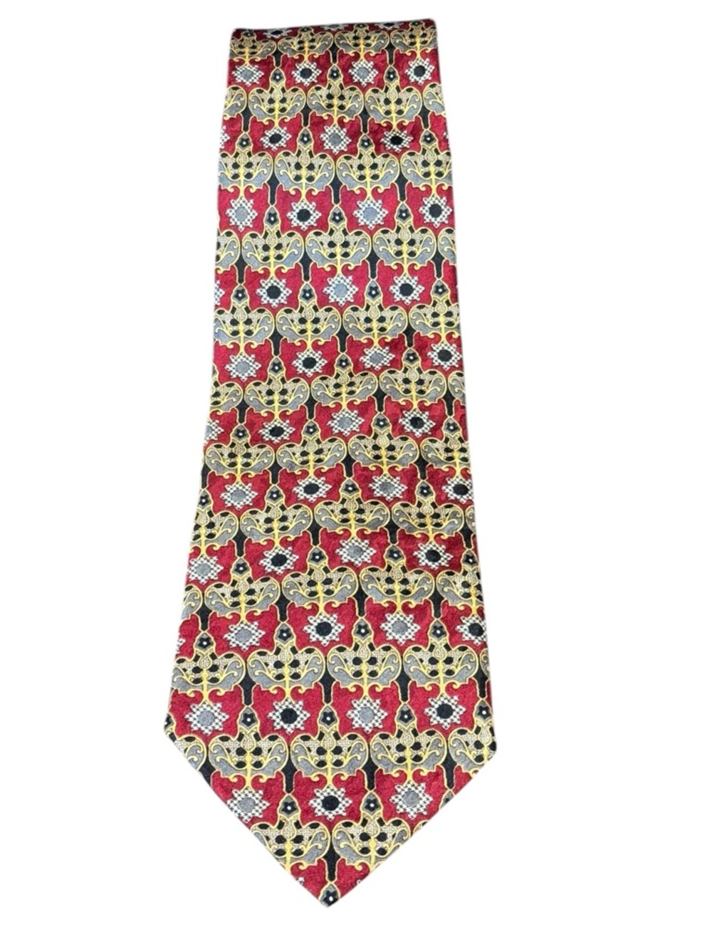 Christian Dior Monsieur Vintage Silk Tie Burgundy Gold Baroque Arabesque USA - Picture 2 of 8